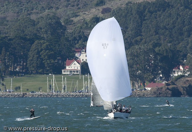 Scott Easom’s Farr 30 8 Ball hanging with the board sailors. 8 Ball Corrected out over the 2 J-111’s, Warren Konkel’s 